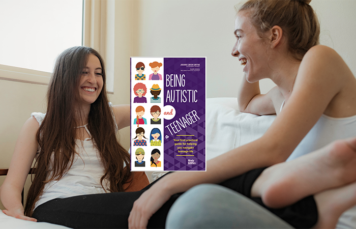 Two autistic teen girls laughing together