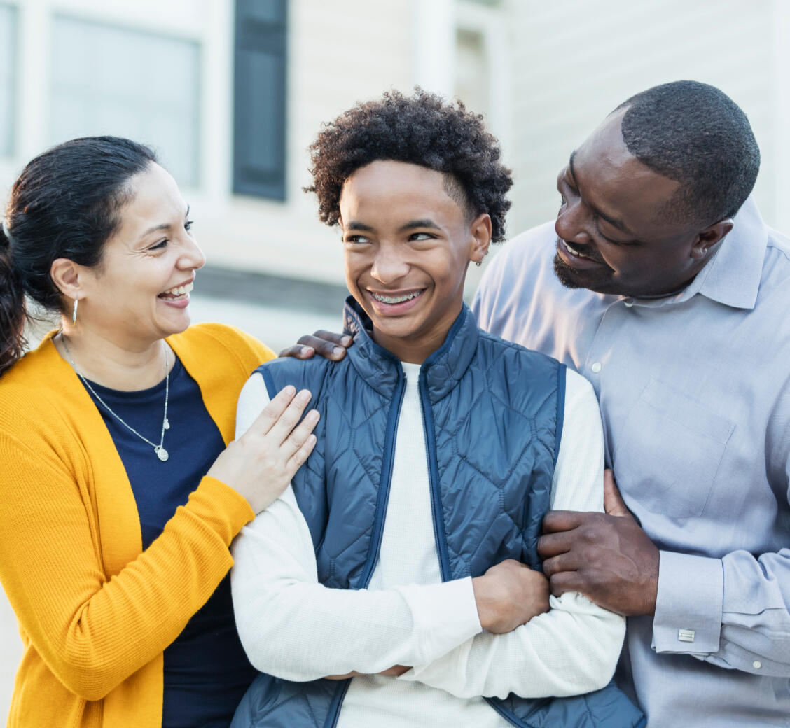 Parents and autistic teenage son